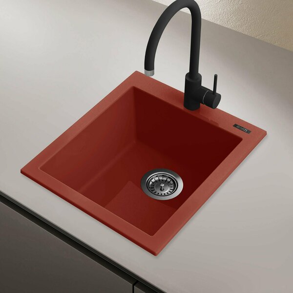 Ruvati 16 x 20 inch epiGranite Drop-in Topmount Granite Composite Single Bowl Kitchen Sink Berry Red RVG1016BR